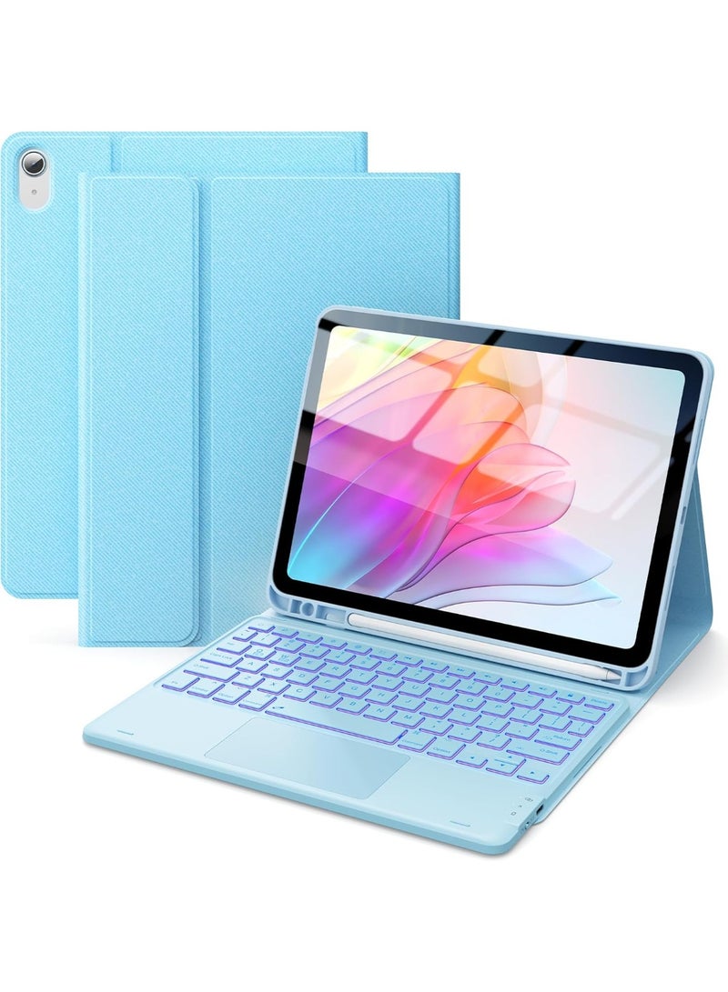 GEBSMY Arabic/English Keyboard Case for iPad (A16) 11th/10th Gen (2025/2022), 7-Color Backlight, Multi-Touch Trackpad, Flip Stand Case with Pencil Holder, 2 Bluetooth Channels - Image 1
